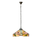 Interiors 1900 Willow 3 Light Tiffany Pendant Light in Satin Black