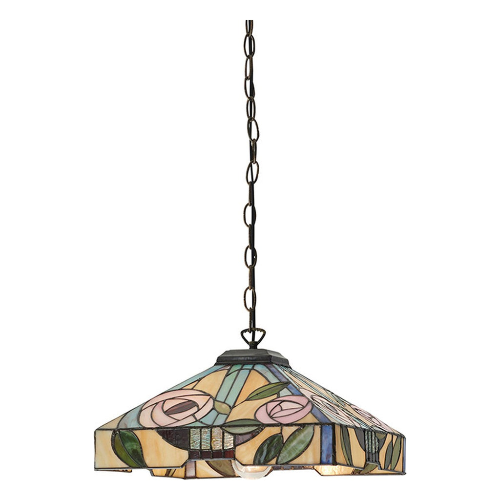Interiors 1900 Willow Medium Tiffany Pendant Light in Satin Black