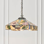 Interiors 1900 Willow Medium Tiffany Pendant Light in Satin Black
