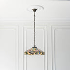 Interiors 1900 Willow Medium Tiffany Pendant Light in Satin Black