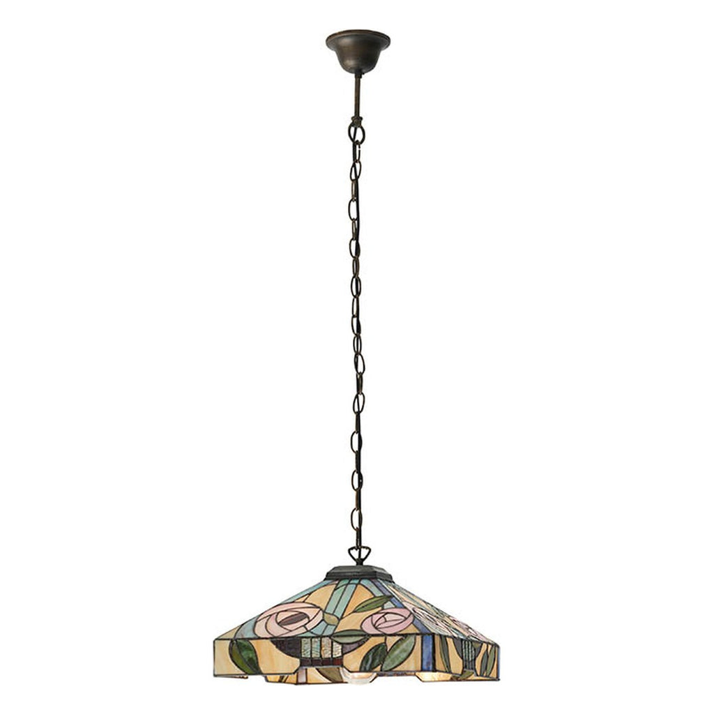 Interiors 1900 Willow Medium Tiffany Pendant Light in Satin Black