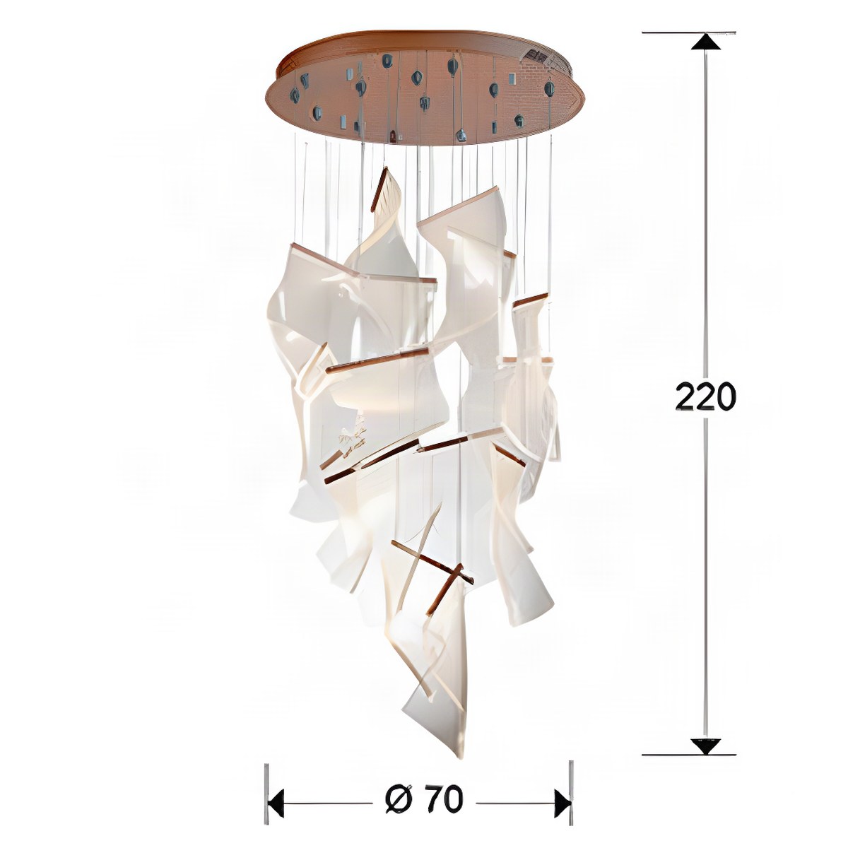Schuller Velos Cluster Pendant Light in Rose Gold