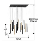 Schuller Varas 14 Light Pendant Light in Gold and Black 3 Metre Drop