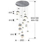 Schuller Sphere 27 Light Cluster Pendant Light in Chrome with Bluetooth Remote 5 Metre