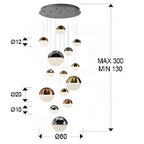 Schuller Sphere 14 Light Cluster Pendant Light with Multicoloured Shades & Remote Control