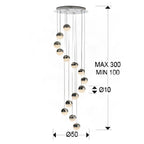 Schuller Sphere 14 Light Spiral Pendant Light in Chrome with Bluetooth Control