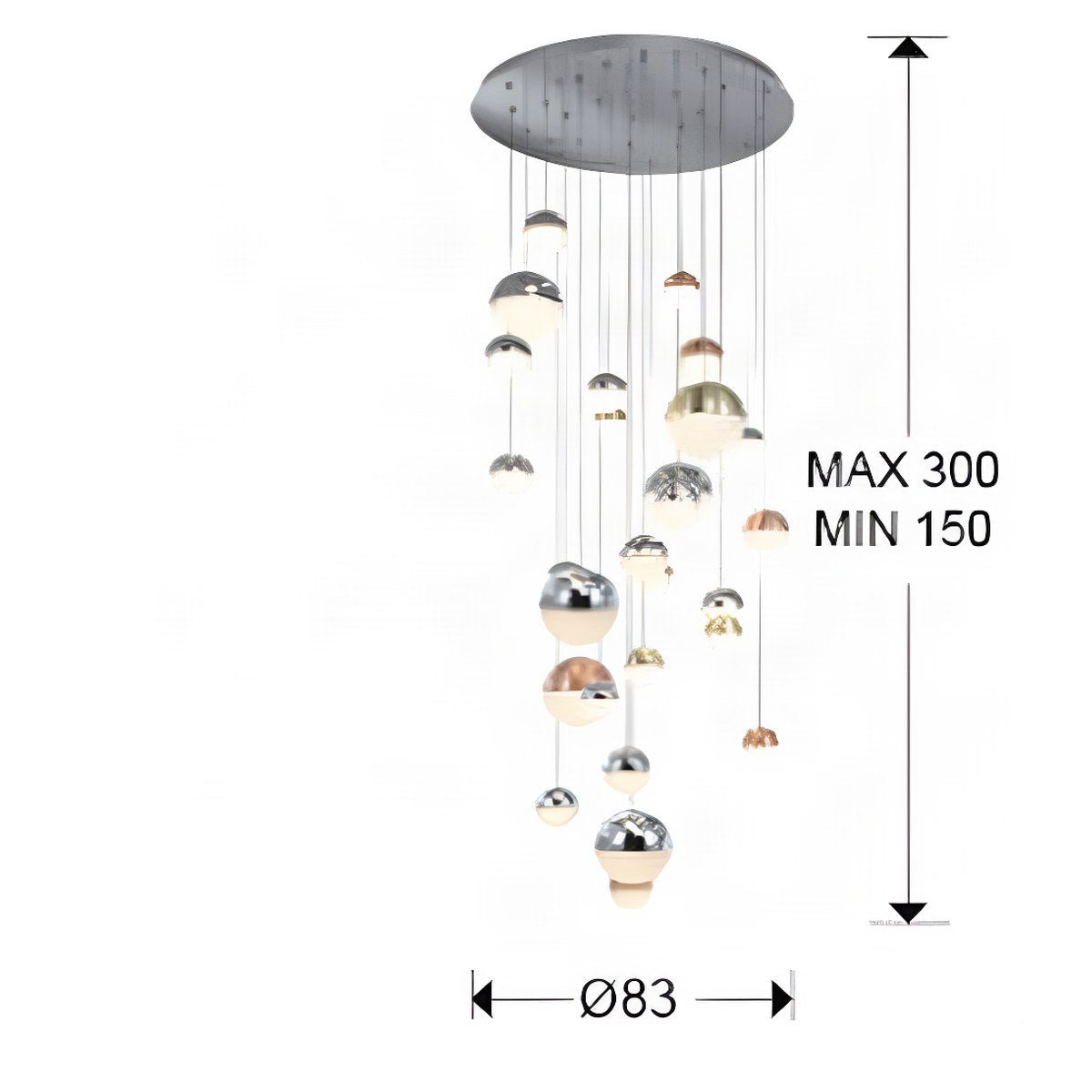 Schuller Sphere 27 Light Cluster Colour Changing Pendant Light in Multicoloured with Bluetooth Control