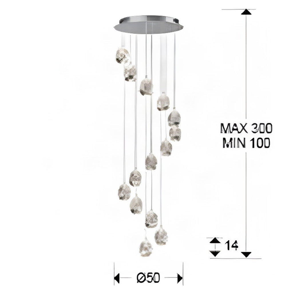 Schuller Rocio 14 Light Pendant Light in Chrome with Bluetooth Control