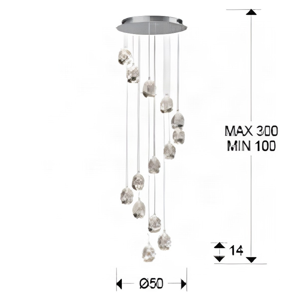 Schuller Rocio 14 Light Pendant Light in Chrome with Bluetooth Control