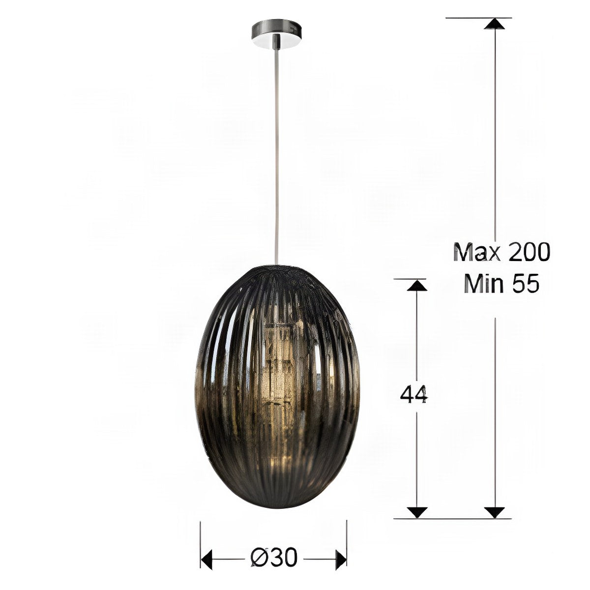 Schuller Ovila Medium Single Pendant Light in Smoke Grey Shade