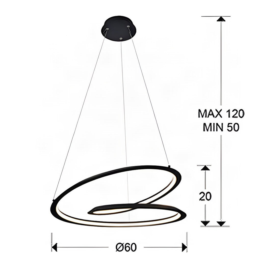 Schuller Looping Medium Pendant Light in Black