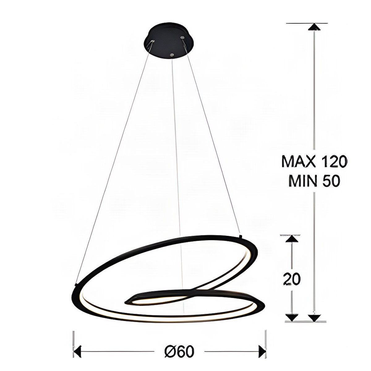 Schuller Looping Medium Pendant Light in Black