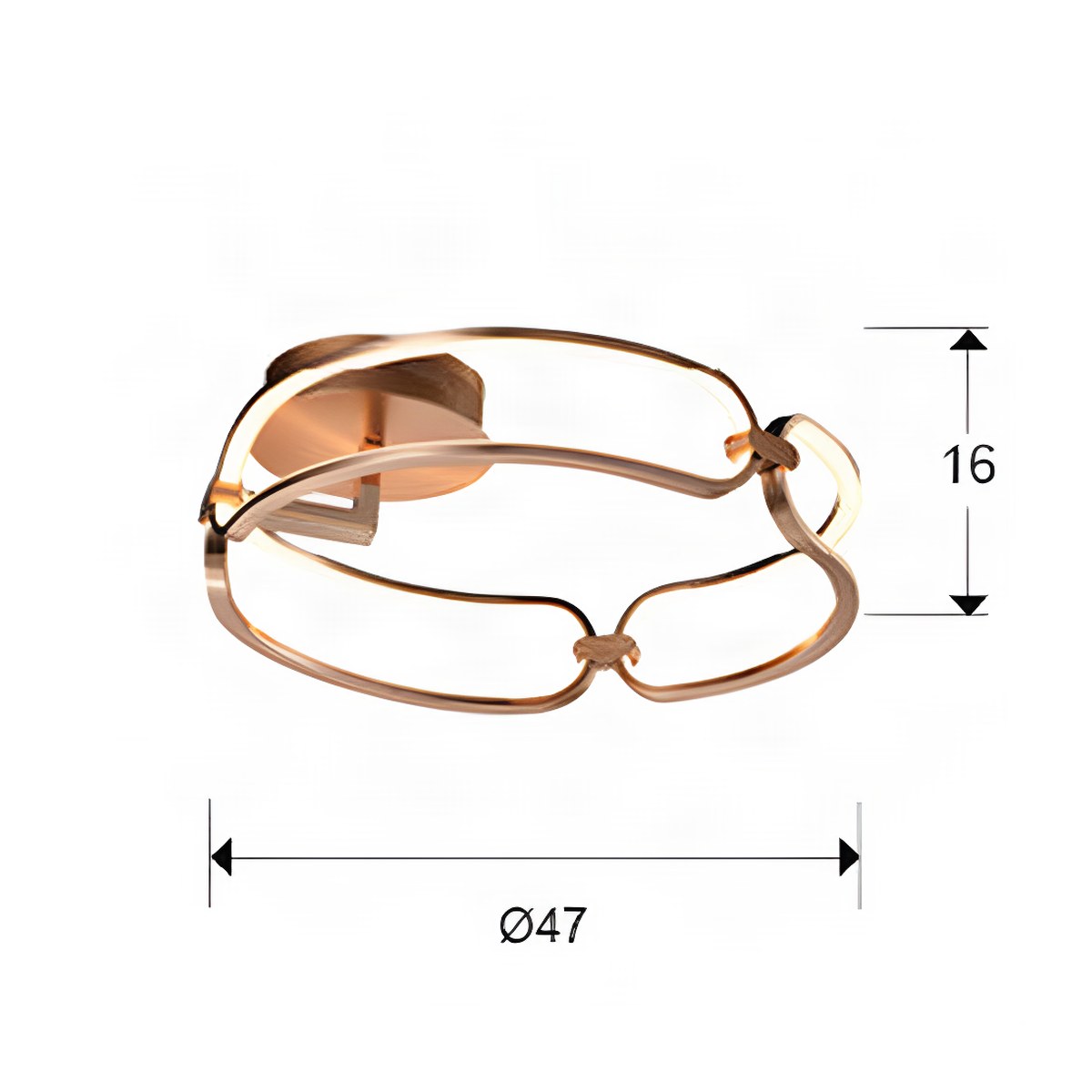 Schuller Colette Small Flush Ceiling Light in Rose Gold