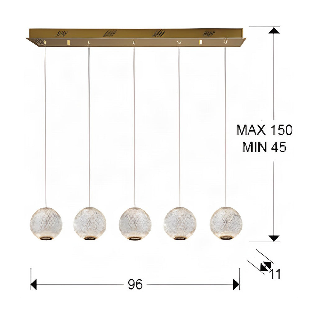 Schuller Austral 5 Light Bar Pendant Light in Gold