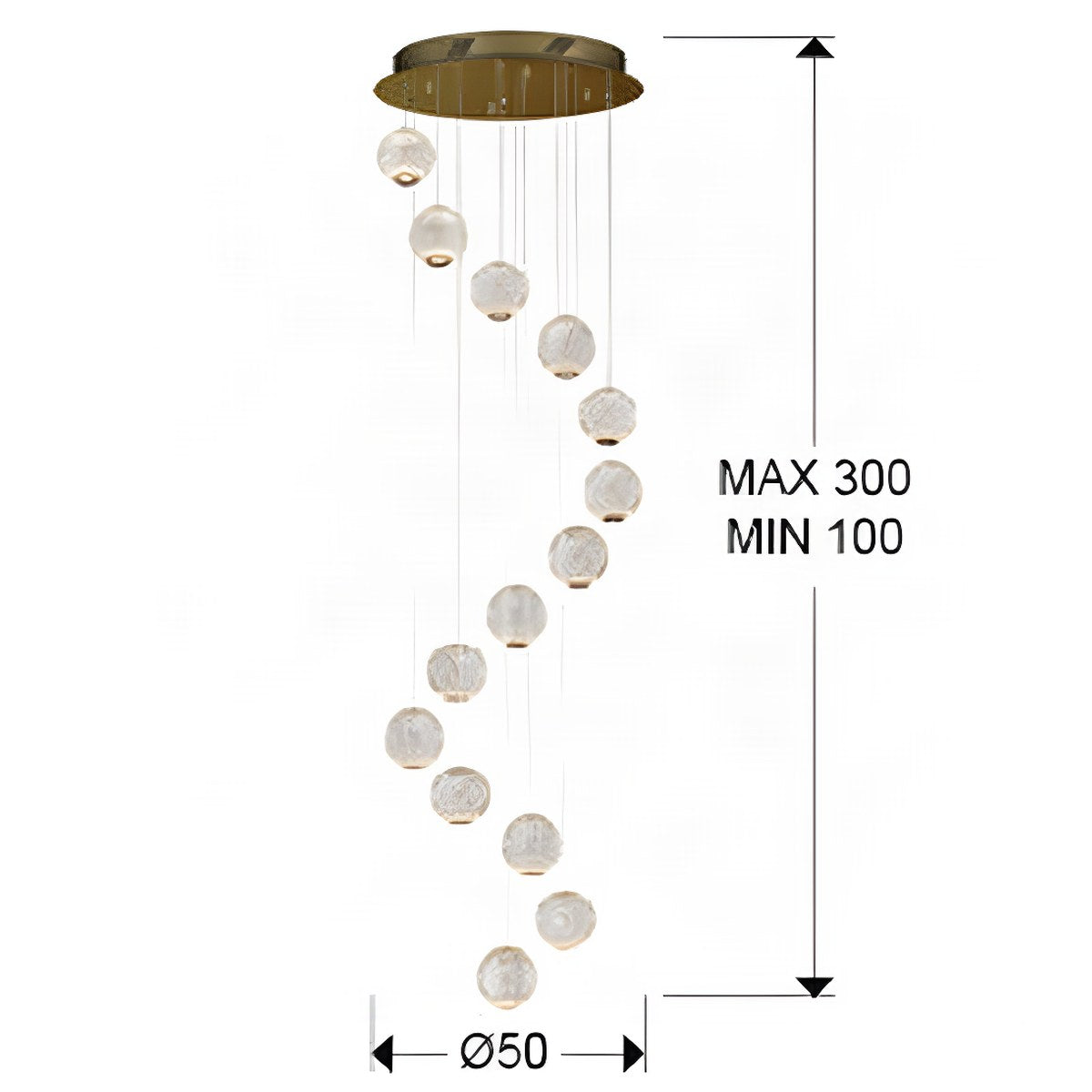 Schuller Austral 14 Light Pendant Light in Gold