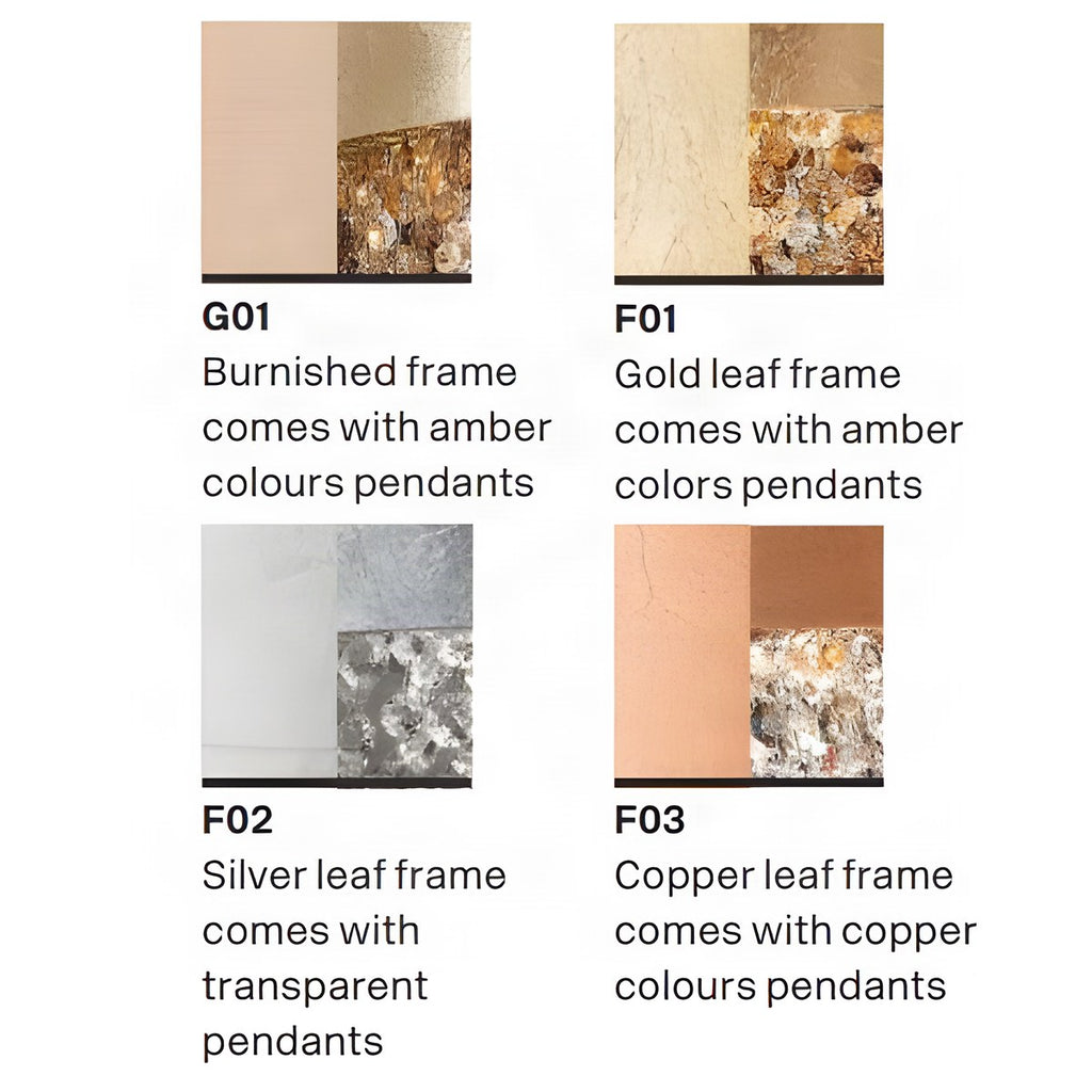 Masiero Ola Ceiling Small 40cm Pendant 6 x E14 Gold Leaf Amber Colours OLA-S6-40-F01