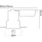 Collingwood H5 Trimless,Plaster-in Dimmable Fire-Rated Fixed Downlight Matt White 3000K