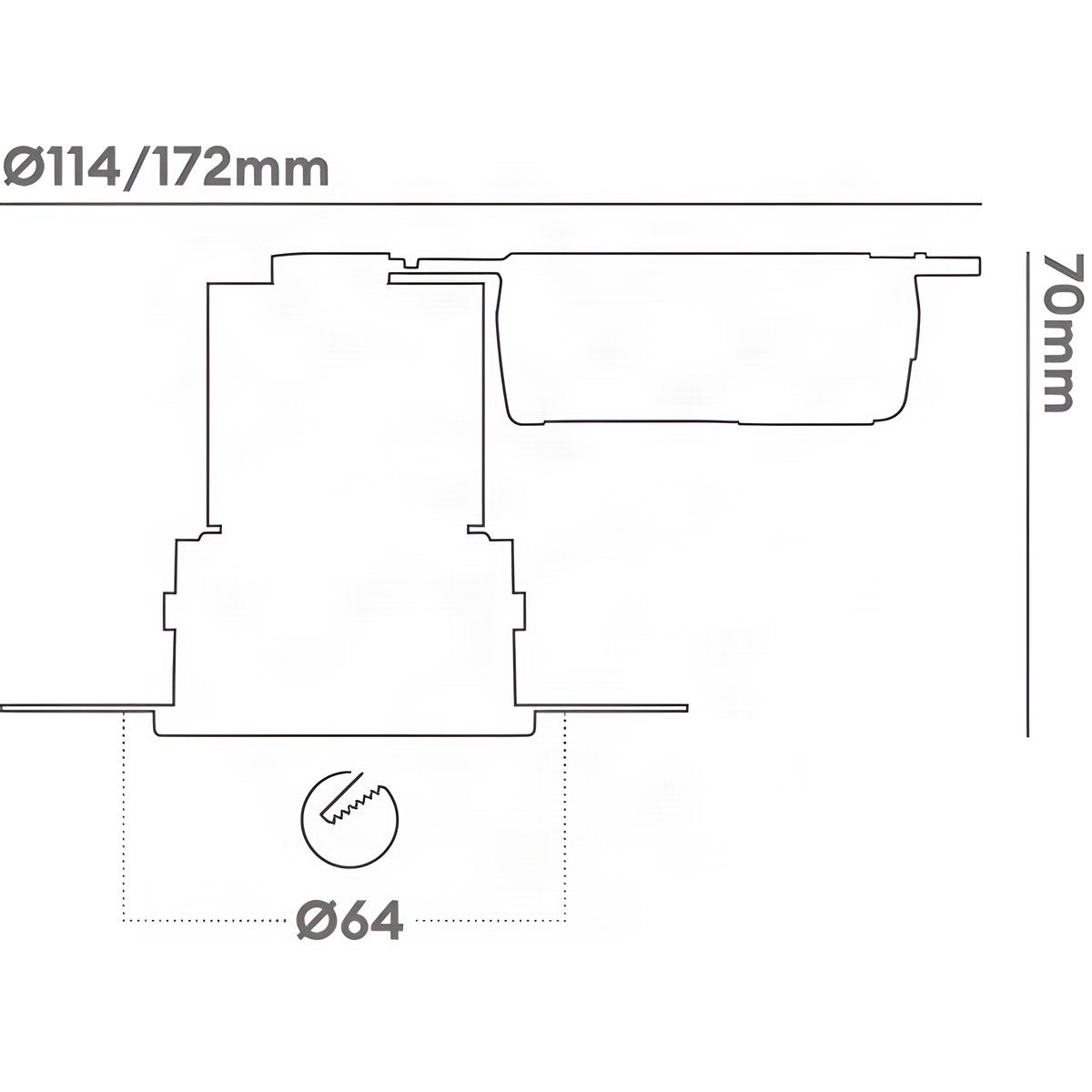 Collingwood H5 Trimless,Plaster-in Dimmable Fire-Rated Fixed Downlight Matt White 3000K