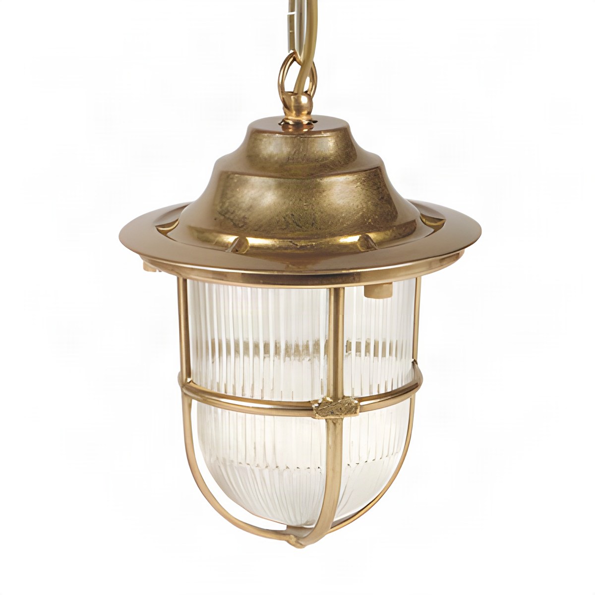 Navigator Hull Pendant Lantern in Raw Solid Brass