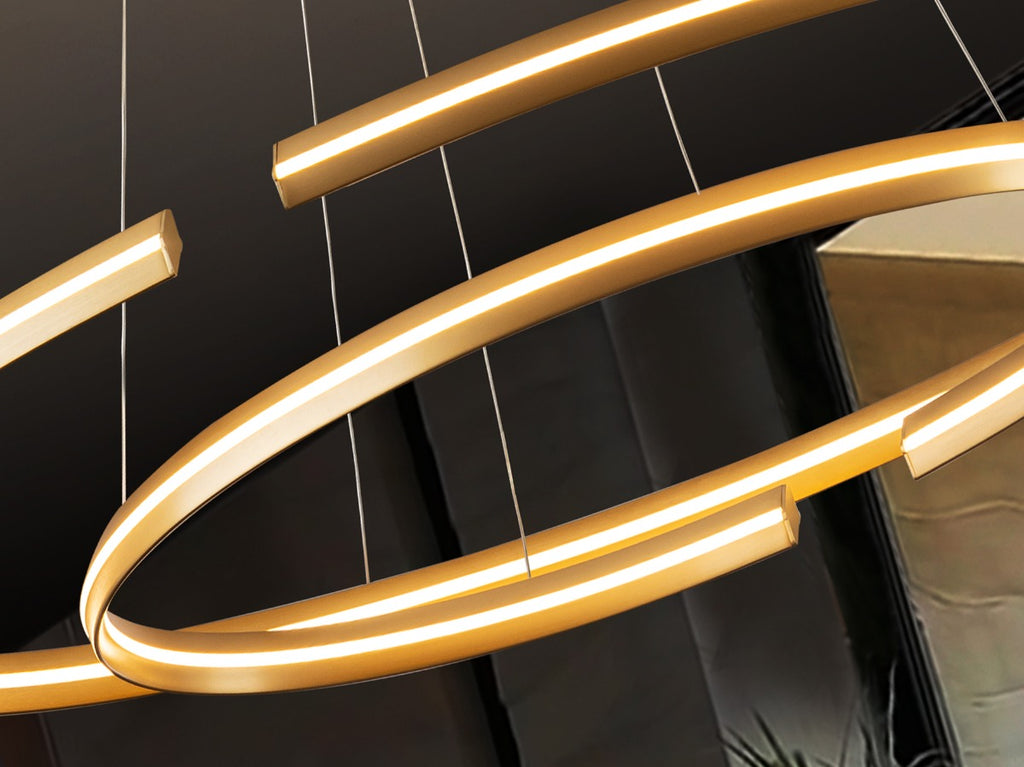 Schuller Elipse Large Pendant Light in Gold with Bluetooth Dimmable