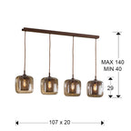 Schuller Fox 4 Light Pendant Light in Chocolate with Remote Control