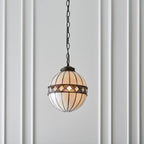 Interiors 1900 Fargo Small Globe Tiffany Pendant Light in Satin Black