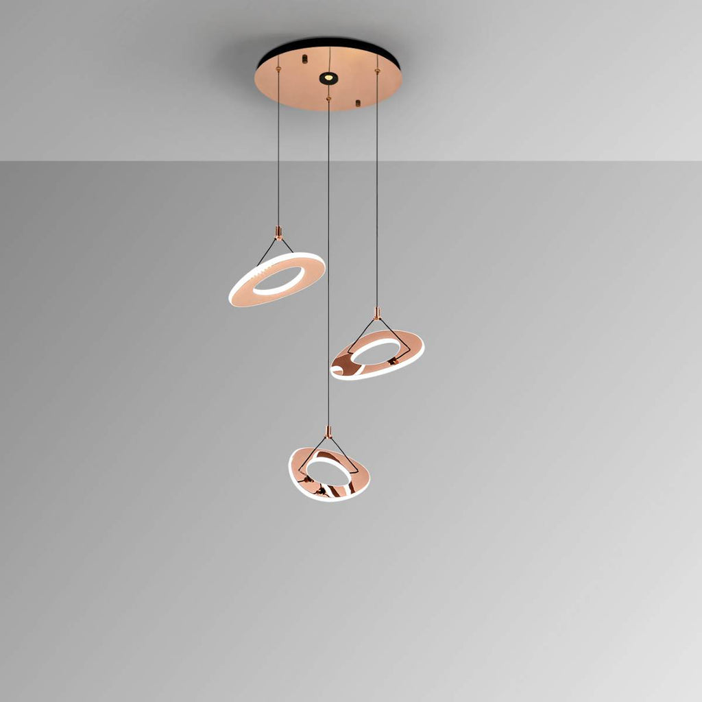 Schuller Mirena 3 Light Pendant in Rose Gold with Opal Diffuser