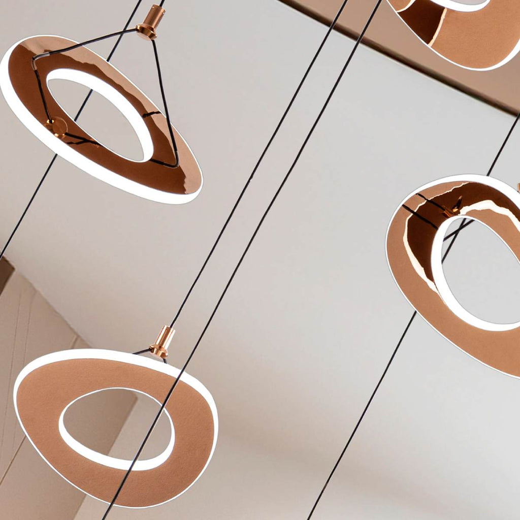 Schuller Mirena 7 Light Pendant in Rose Gold with Opal Diffuser