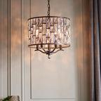 Endon Belle 5 Light Pendant Light with Clear Crystal in Dark Bronze Paint