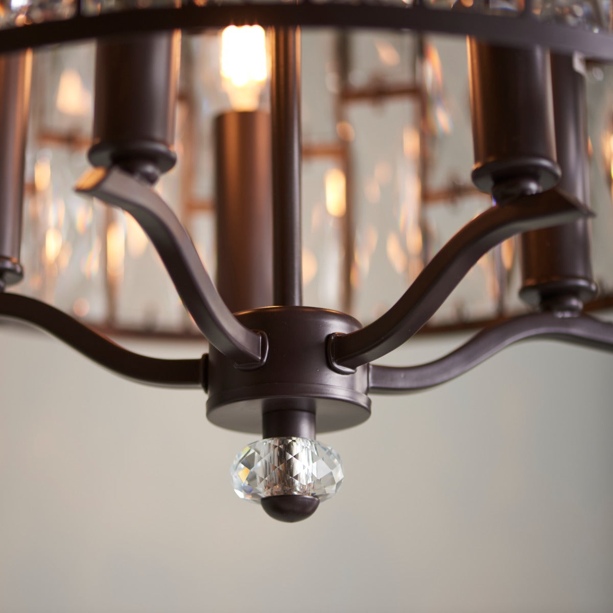 Endon Belle 5 Light Pendant Light with Clear Crystal in Dark Bronze Paint
