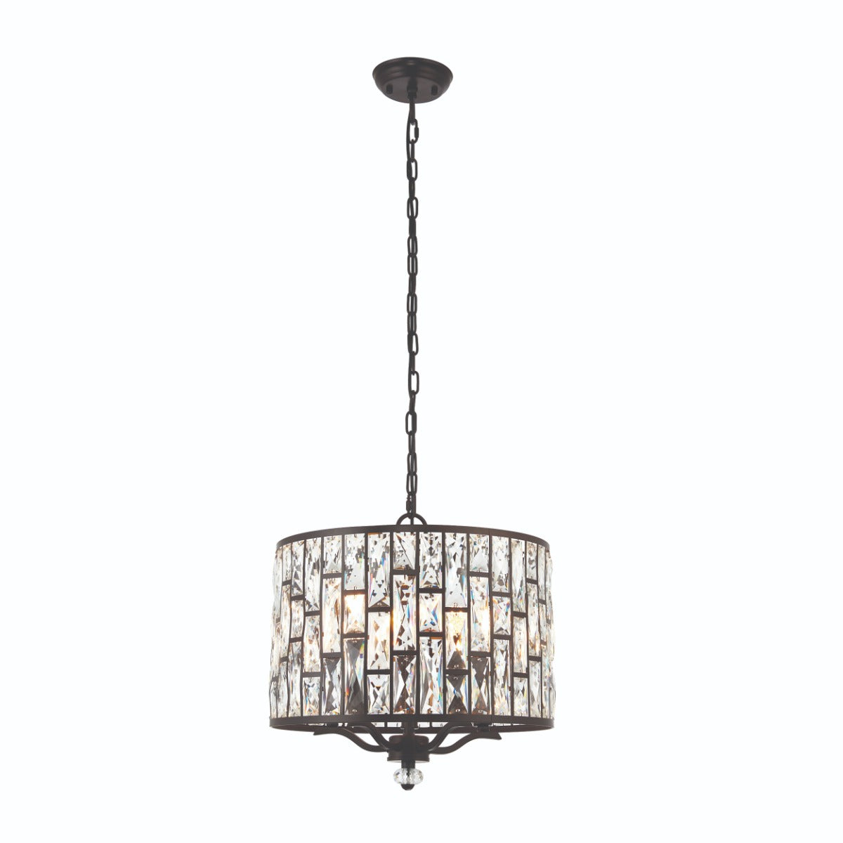 Endon Belle 5 Light Pendant Light with Clear Crystal in Dark Bronze Paint