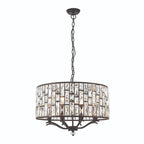 Endon Belle 8 Light Pendant Light in Dark Bronze with Clear Crystal