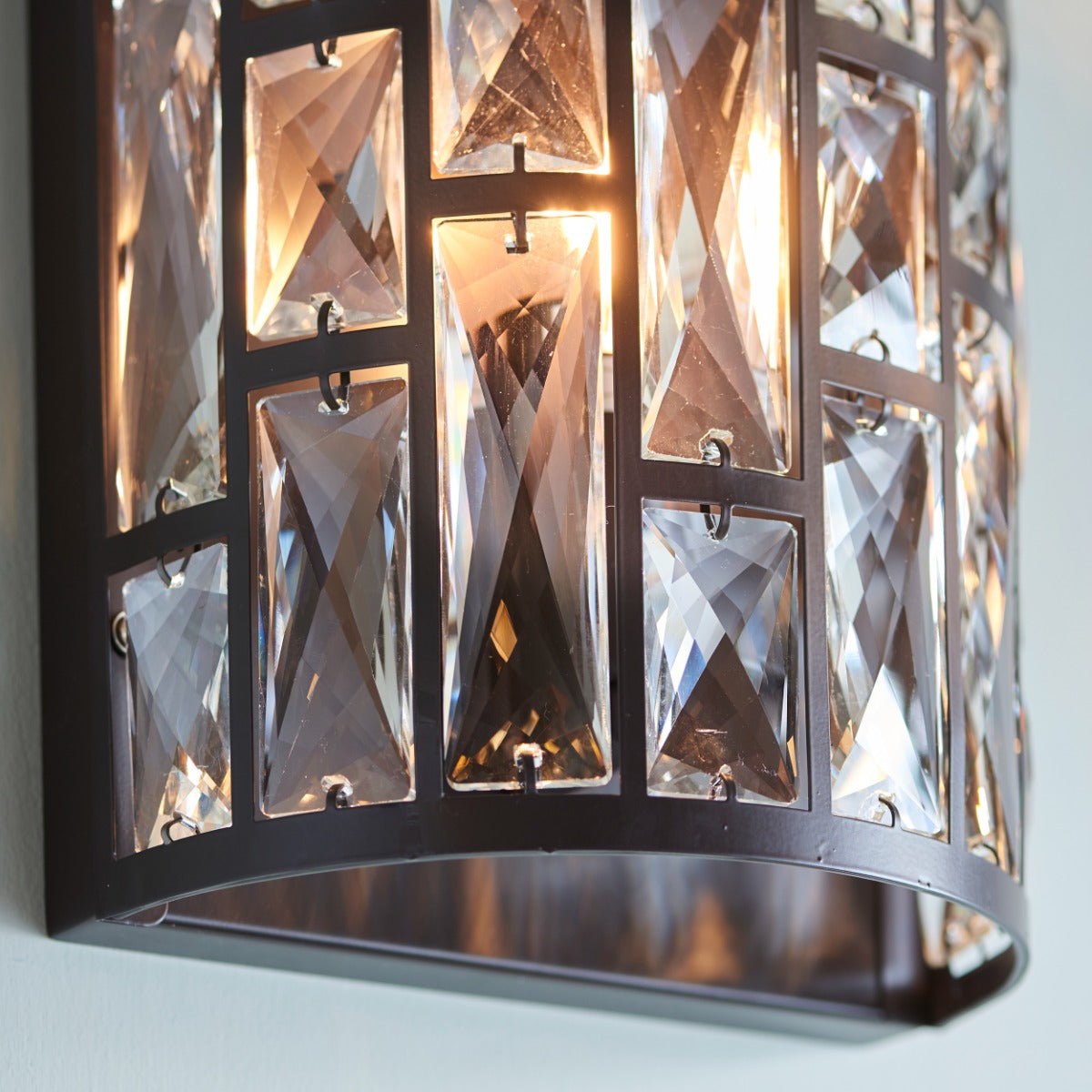 Endon Belle 1 Light Wall Light in Dark Bronze with Clear Crystal