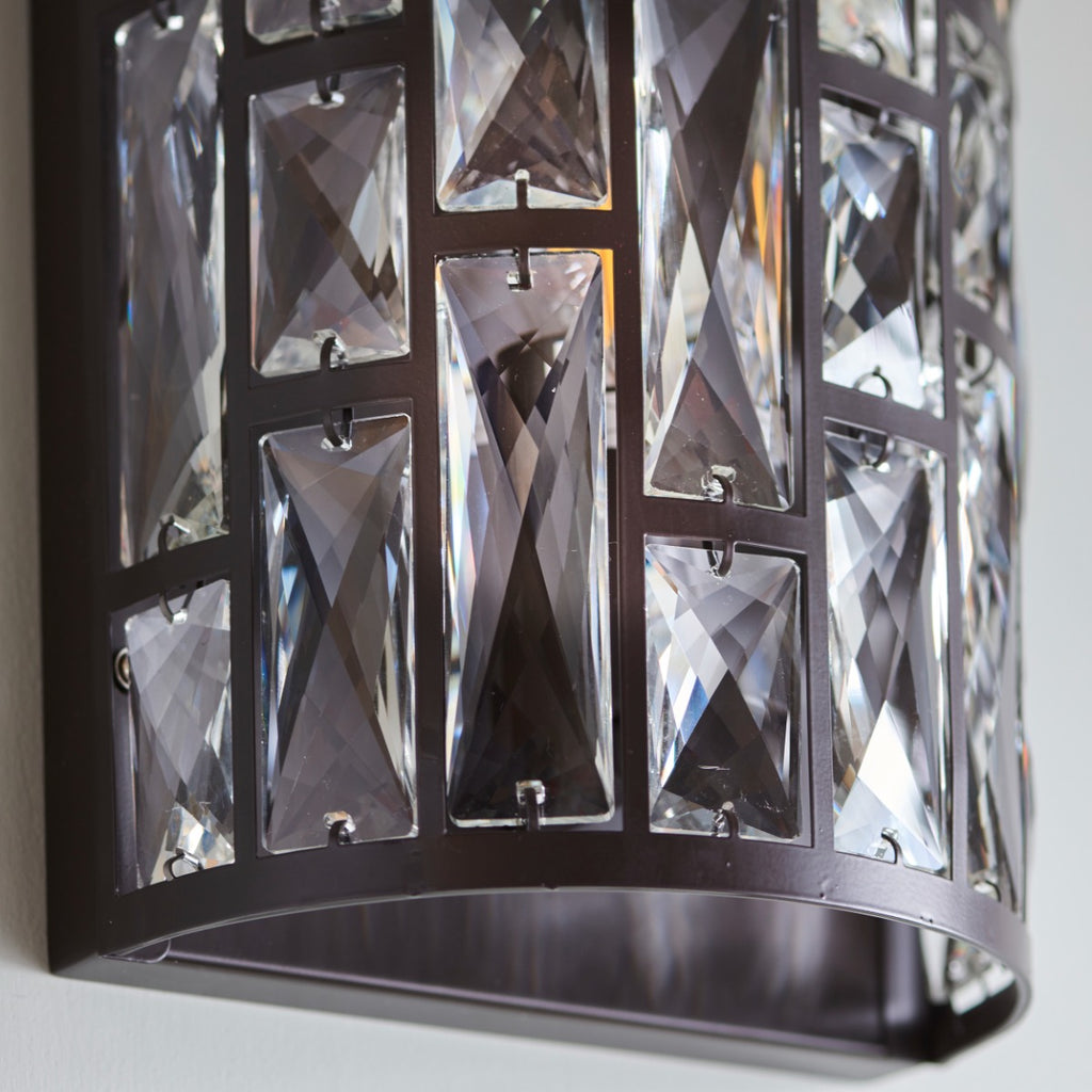 Endon Belle 1 Light Wall Light in Dark Bronze with Clear Crystal