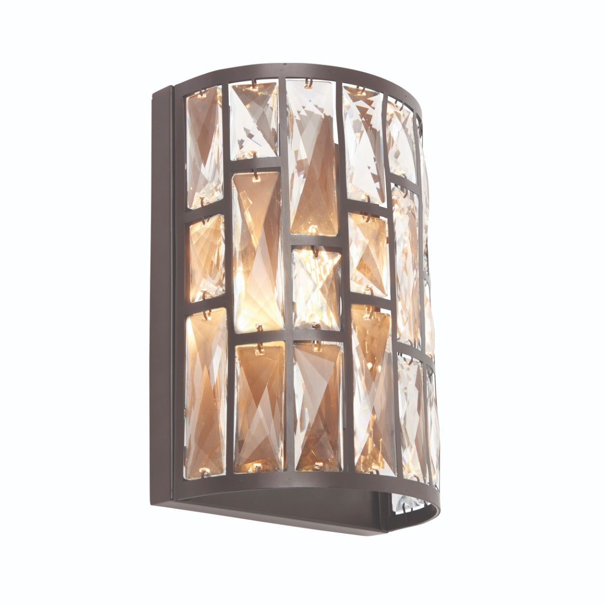Endon Belle 1 Light Wall Light in Dark Bronze with Clear Crystal