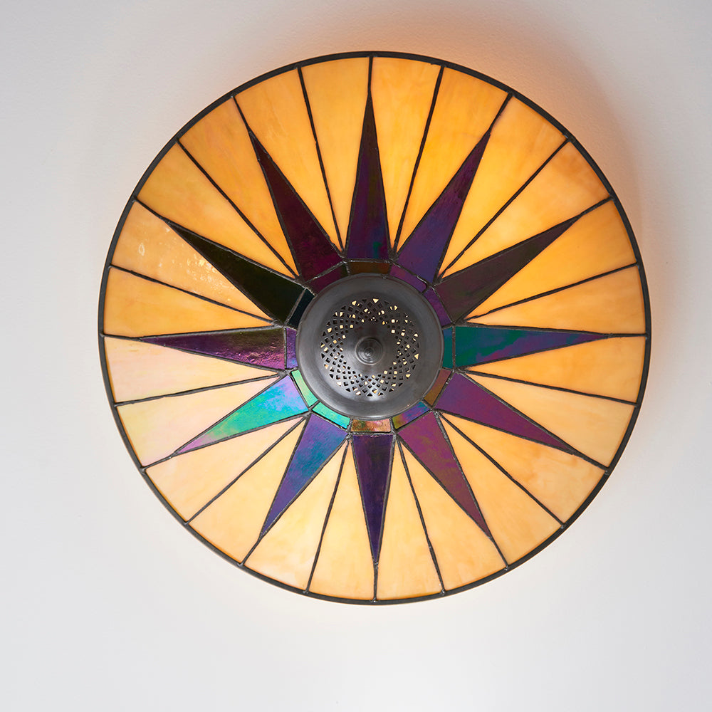 Interiors 1900 Dark Star 2 Light Tiffany Flush Ceiling Light