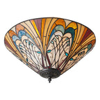 Interiors 1900 Hector Medium 2 Light Tiffany Flush Ceiling Light in Satin Black