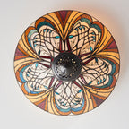 Interiors 1900 Hector Medium 2 Light Tiffany Flush Ceiling Light in Satin Black