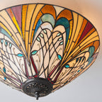 Interiors 1900 Hector Medium 2 Light Tiffany Flush Ceiling Light in Satin Black