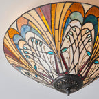 Interiors 1900 Hector Medium 2 Light Tiffany Flush Ceiling Light in Satin Black
