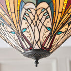 Interiors 1900 Hector Medium 2 Light Tiffany Flush Ceiling Light in Satin Black