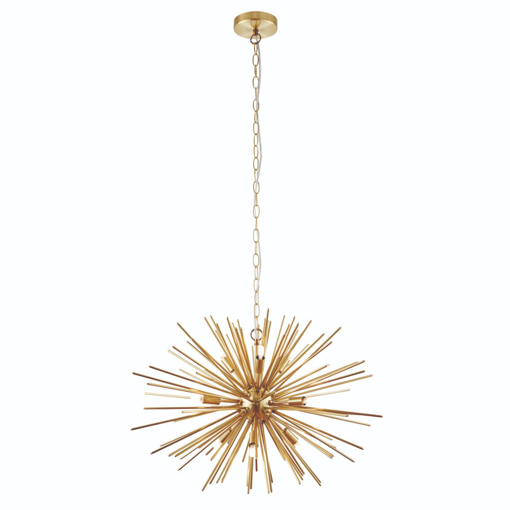 Endon Orta 9 Light Pendant Light in Satin Brass