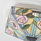 Interiors 1900 Willow Medium 2 Light Tiffany Flush Ceiling Light in Dark Bronze