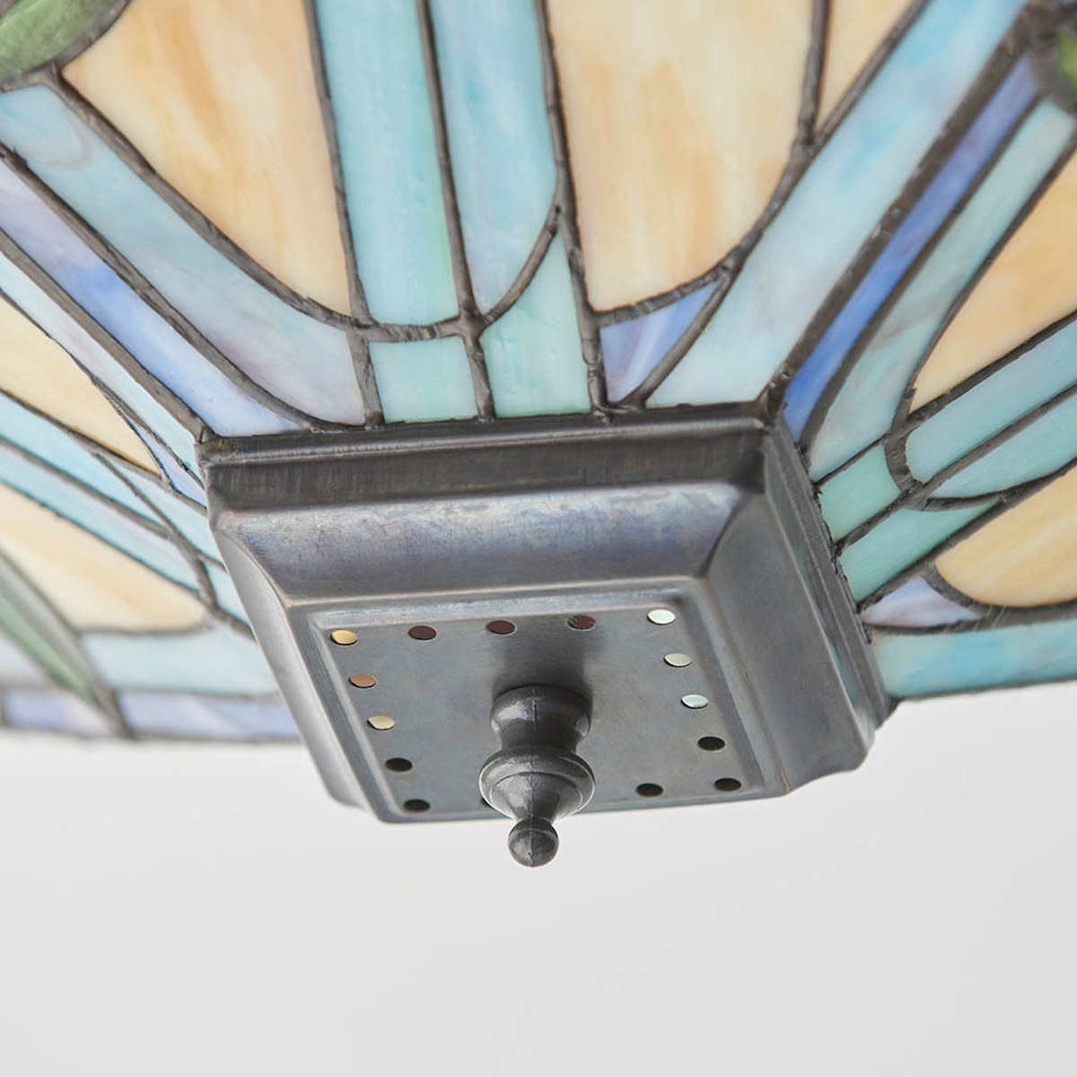 Interiors 1900 Willow Medium 2 Light Tiffany Flush Ceiling Light in Dark Bronze