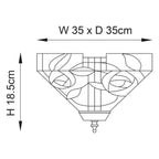 Interiors 1900 Willow Medium 2 Light Tiffany Flush Ceiling Light in Dark Bronze