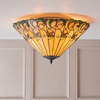 Interiors 1900 Jamelia Large 2 Light Tiffany Flush Ceiling Light in Satin Black