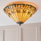 Interiors 1900 Jamelia Large 2 Light Tiffany Flush Ceiling Light in Satin Black