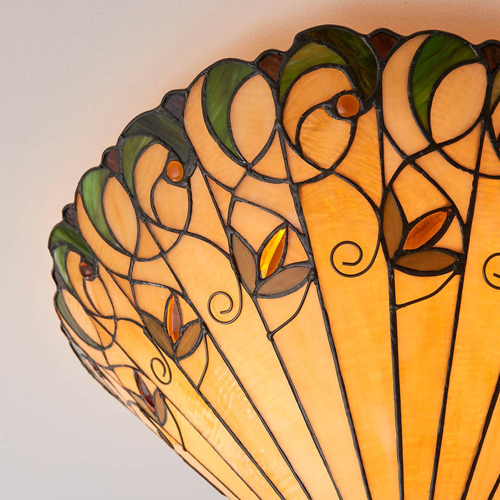 Interiors 1900 Jamelia Large 2 Light Tiffany Flush Ceiling Light in Satin Black