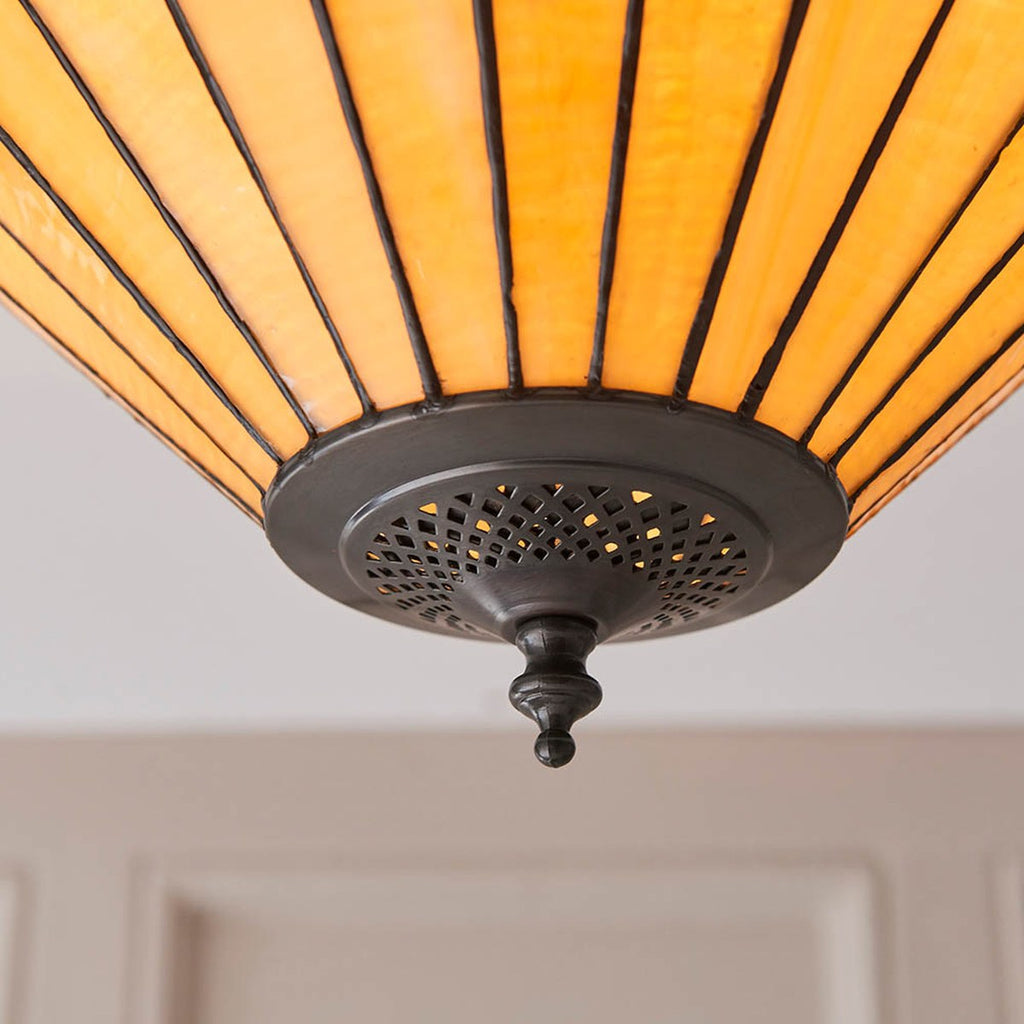 Interiors 1900 Jamelia Large 2 Light Tiffany Flush Ceiling Light in Satin Black
