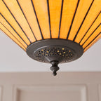 Interiors 1900 Jamelia Large 2 Light Tiffany Flush Ceiling Light in Satin Black